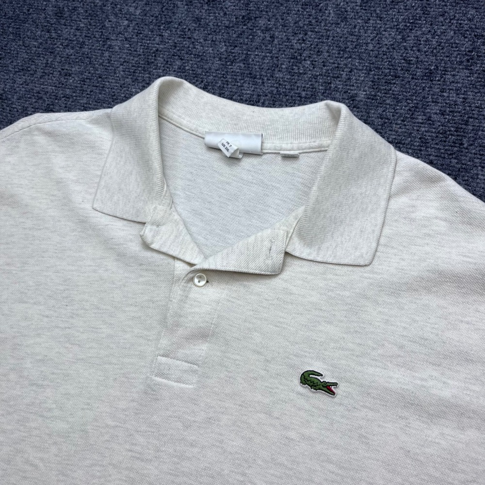 Lacoste Classic Fit Pique Knit Short Sleeve Cream Polo Shirt